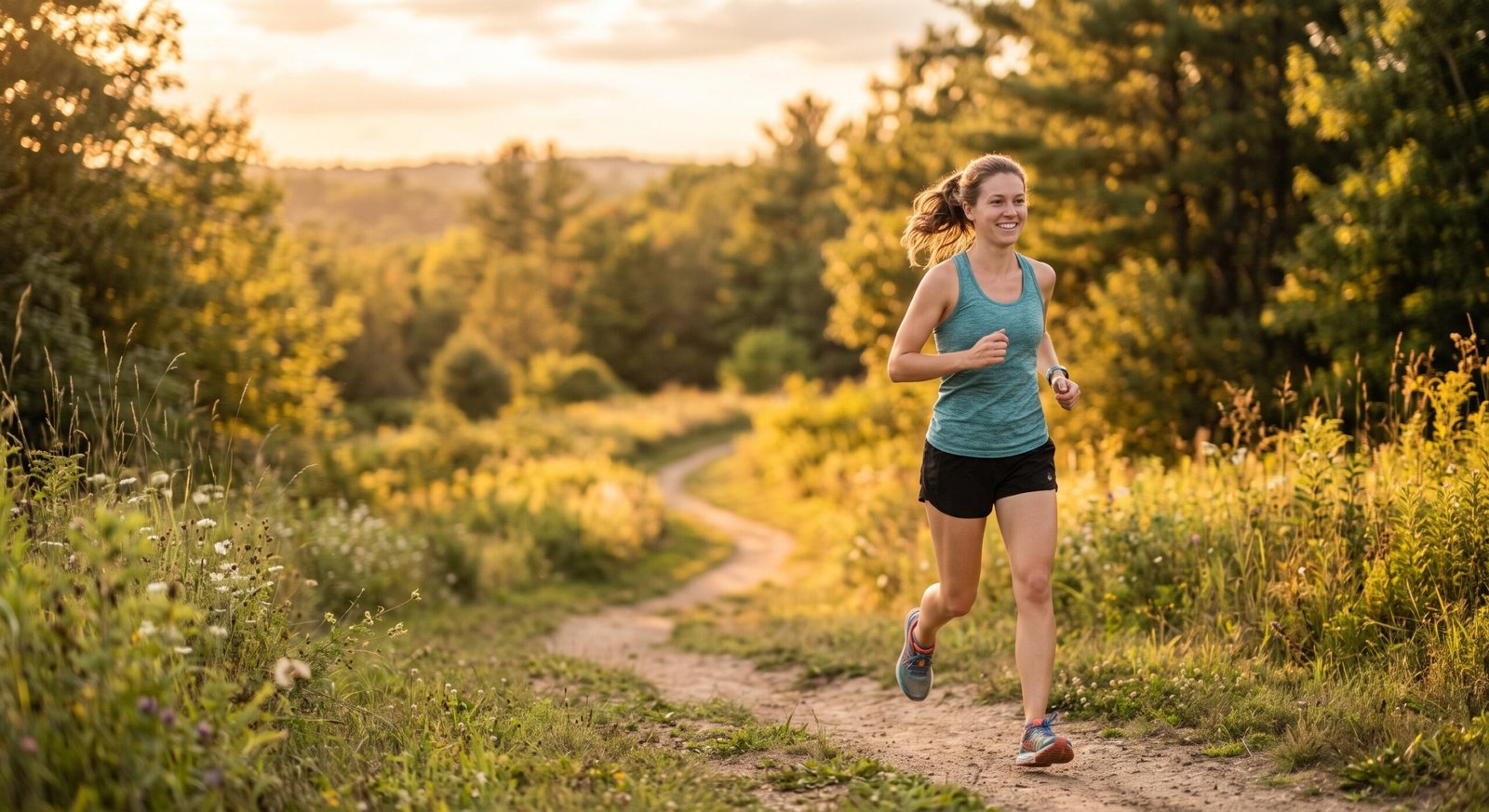 A runner maintaining a conversational pace outdoors during a Zone 2 cardio workout.